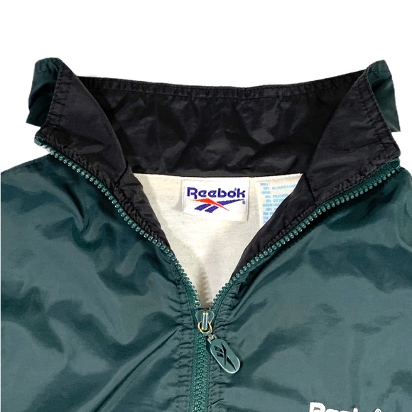 90's REEBOK Windbreaker BLACK/GREEN SIZE LARGE - Picture 3 of 3